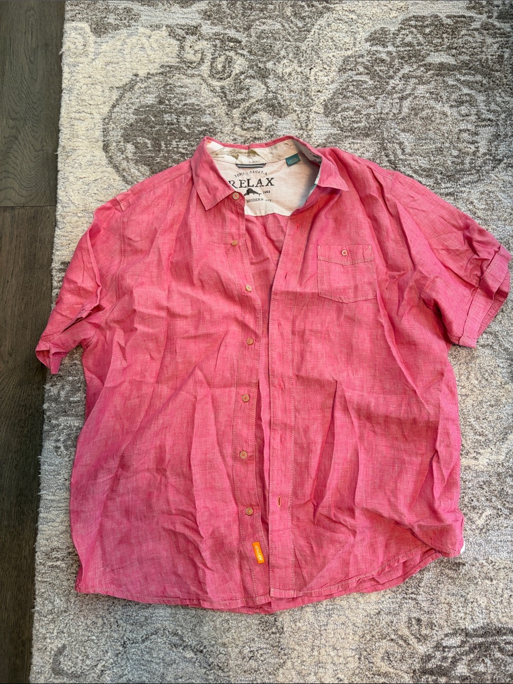 Tommy Bahama Men's Short-Sleeve Button-Down Shirt in Coral Pink